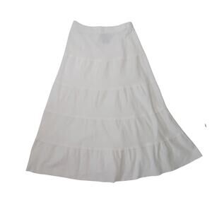 Vintage Y2K Metro Wear White Tiered Midi Peasant Skirt S